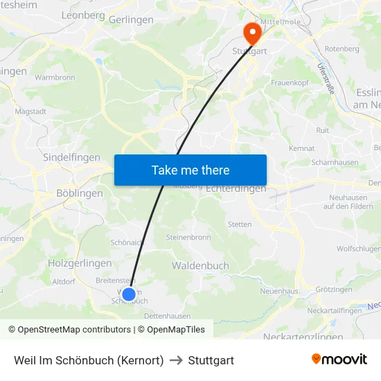 Weil Im Schönbuch (Kernort) to Stuttgart map