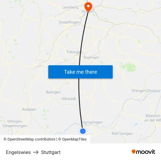 Engelswies to Stuttgart map