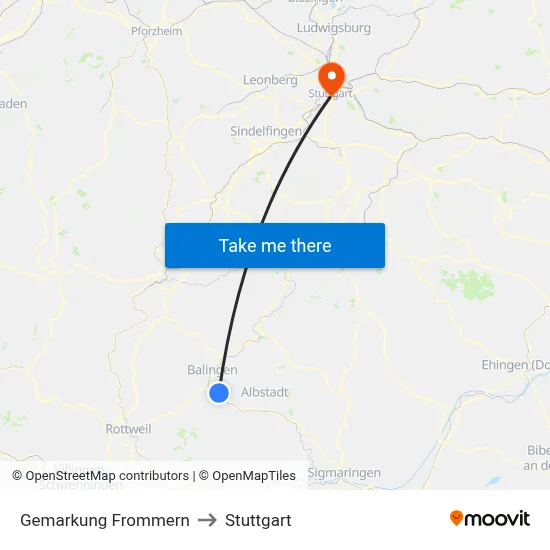 Gemarkung Frommern to Stuttgart map