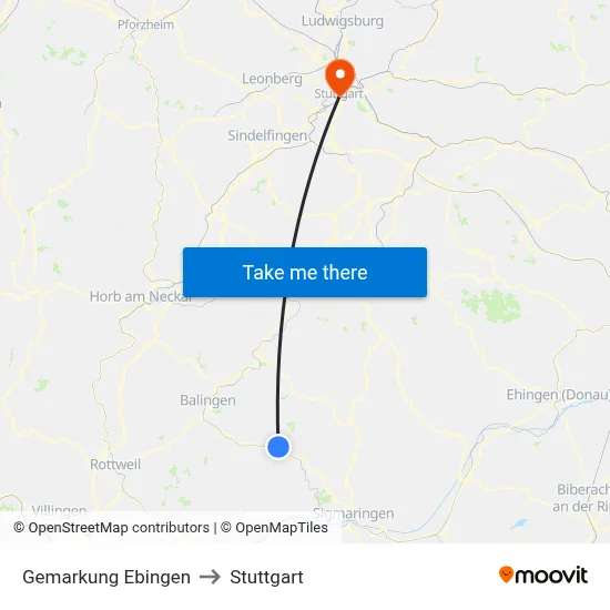 Gemarkung Ebingen to Stuttgart map