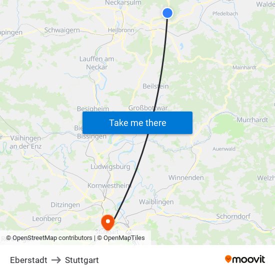 Eberstadt to Stuttgart map