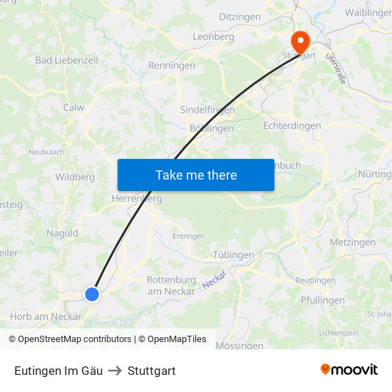 Eutingen Im Gäu to Stuttgart map