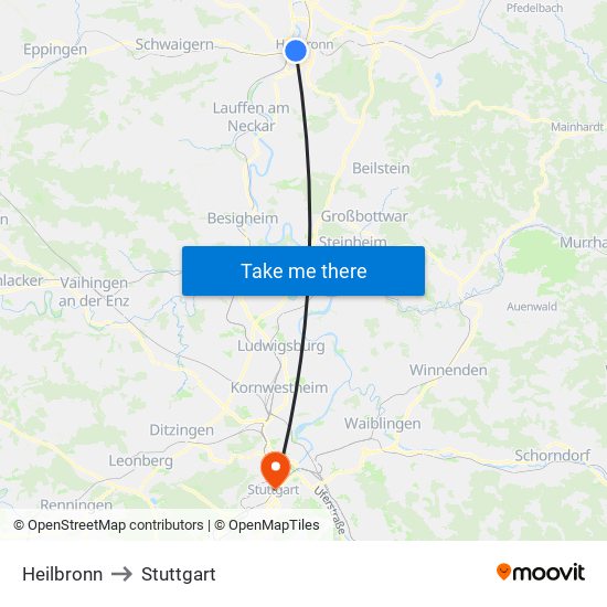 Heilbronn to Stuttgart map