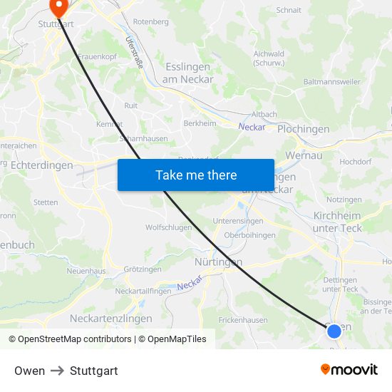 Owen to Stuttgart map