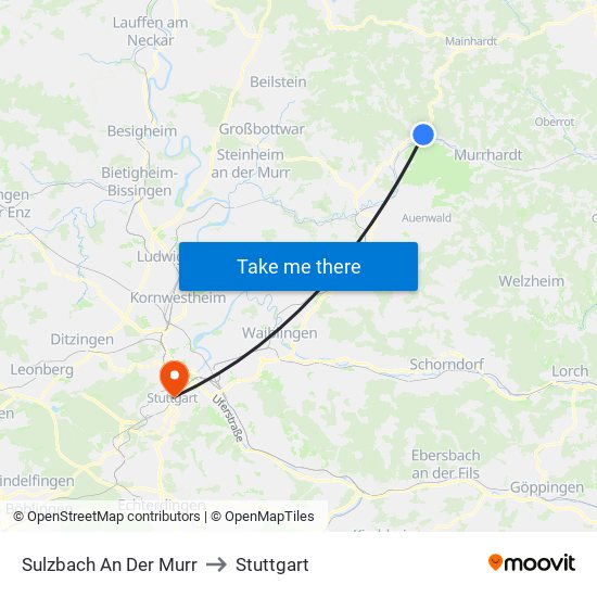 Sulzbach An Der Murr to Stuttgart map