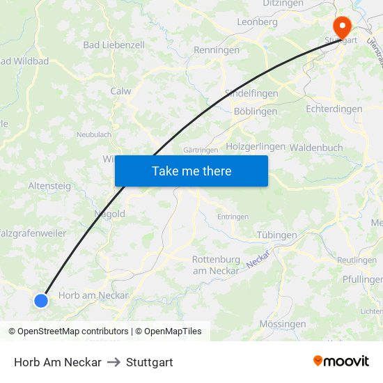 Horb Am Neckar to Stuttgart map