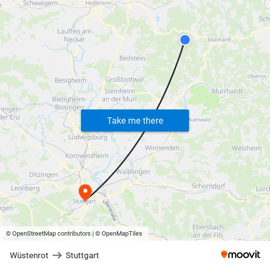 Wüstenrot to Stuttgart map