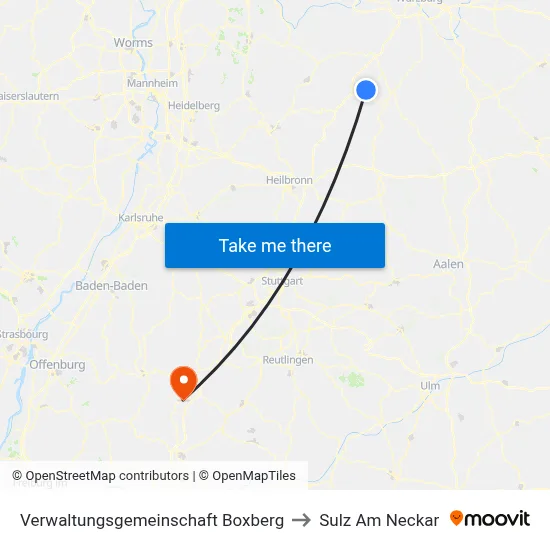 Verwaltungsgemeinschaft Boxberg to Sulz Am Neckar map