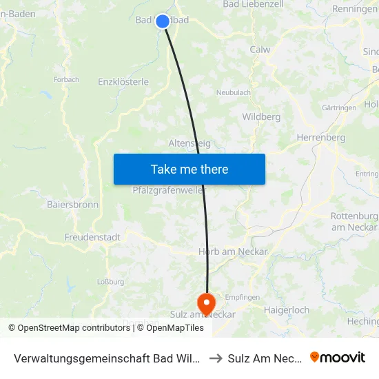 Verwaltungsgemeinschaft Bad Wildbad to Sulz Am Neckar map