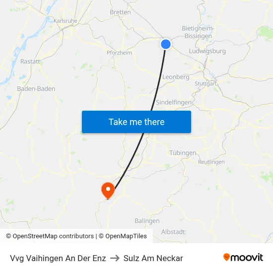 Vvg Vaihingen An Der Enz to Sulz Am Neckar map
