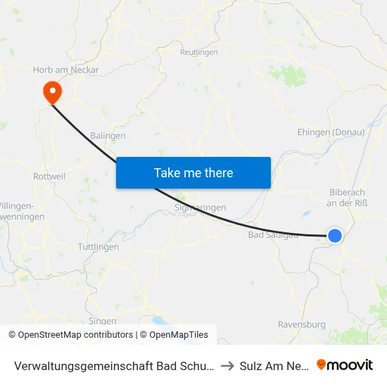 Verwaltungsgemeinschaft Bad Schussenried to Sulz Am Neckar map