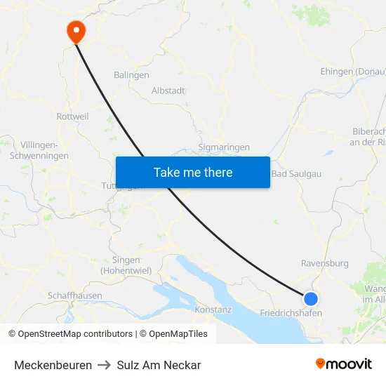 Meckenbeuren to Sulz Am Neckar map