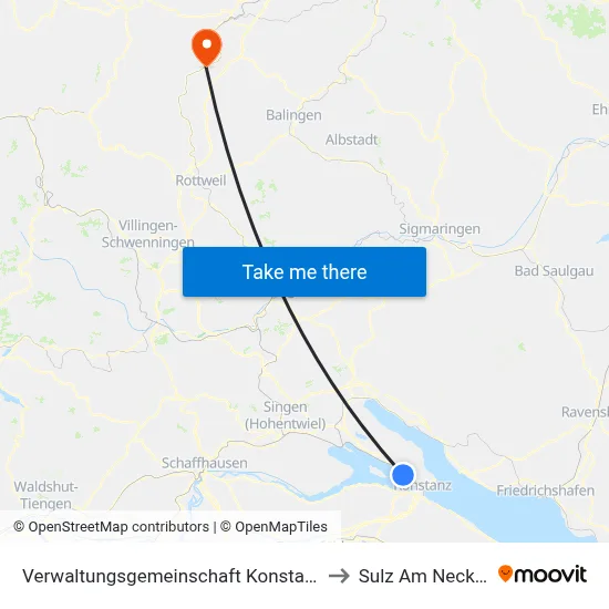 Verwaltungsgemeinschaft Konstanz to Sulz Am Neckar map