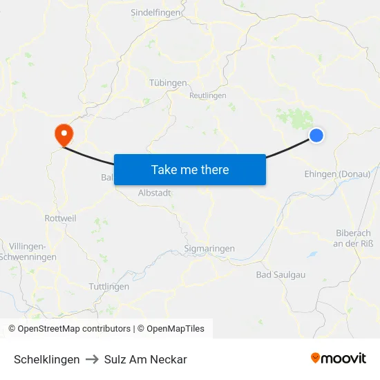 Schelklingen to Sulz Am Neckar map