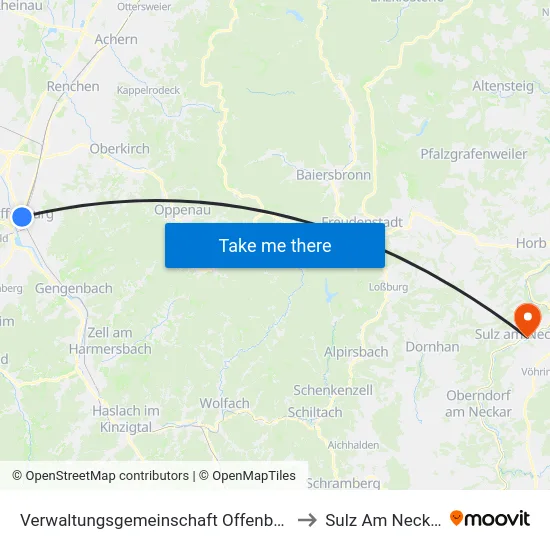 Verwaltungsgemeinschaft Offenburg to Sulz Am Neckar map