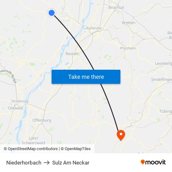 Niederhorbach to Sulz Am Neckar map