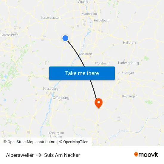 Albersweiler to Sulz Am Neckar map