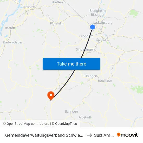 Gemeindeverwaltungsverband Schwieberdingen-Hemmingen to Sulz Am Neckar map