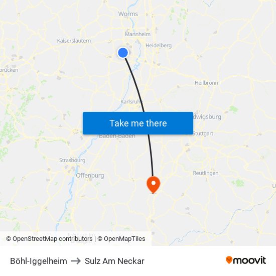 Böhl-Iggelheim to Sulz Am Neckar map