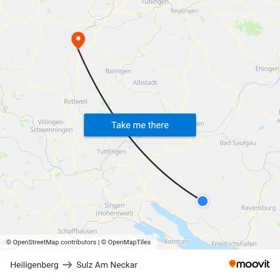 Heiligenberg to Sulz Am Neckar map