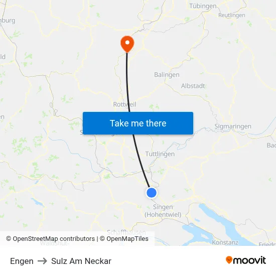 Engen to Sulz Am Neckar map