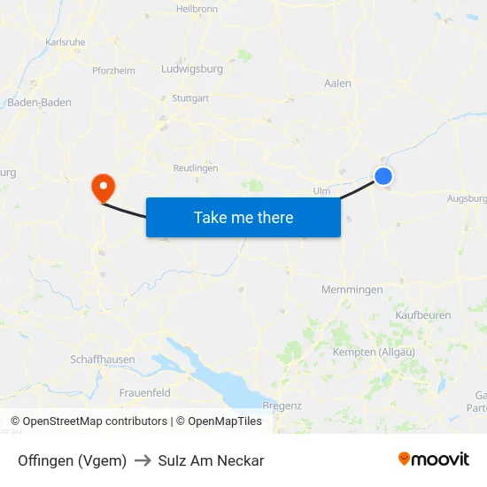 Offingen (Vgem) to Sulz Am Neckar map