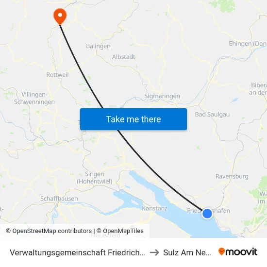 Verwaltungsgemeinschaft Friedrichshafen to Sulz Am Neckar map