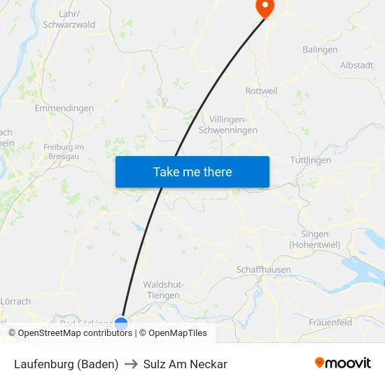 Laufenburg (Baden) to Sulz Am Neckar map