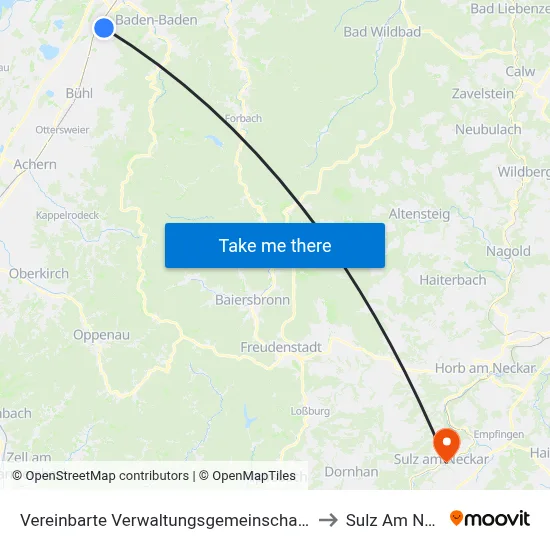 Vereinbarte Verwaltungsgemeinschaft Sinzheim to Sulz Am Neckar map