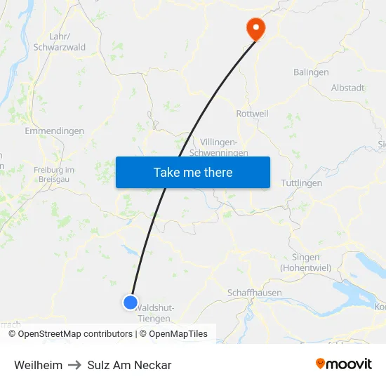 Weilheim to Sulz Am Neckar map