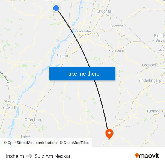 Insheim to Sulz Am Neckar map