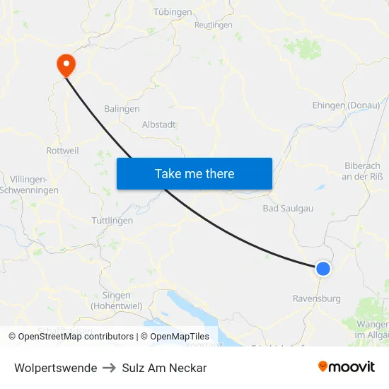 Wolpertswende to Sulz Am Neckar map