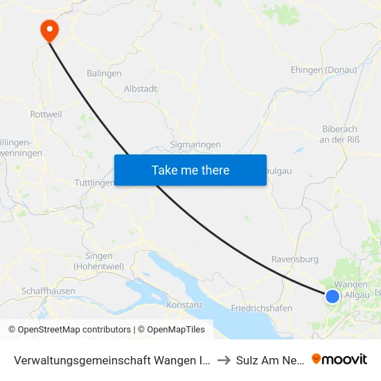 Verwaltungsgemeinschaft Wangen Im Allgäu to Sulz Am Neckar map