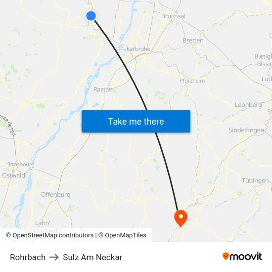 Rohrbach to Sulz Am Neckar map