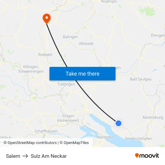 Salem to Sulz Am Neckar map