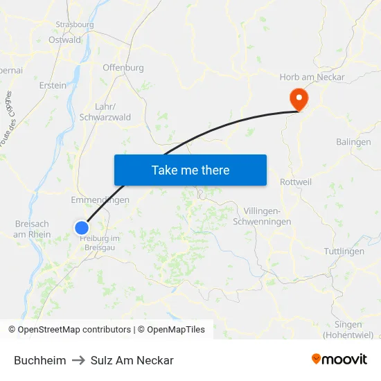 Buchheim to Sulz Am Neckar map
