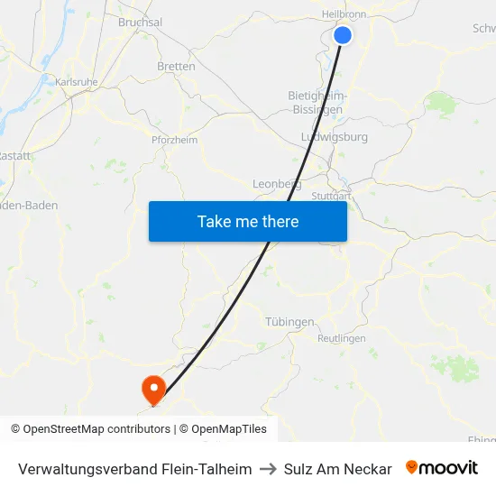 Verwaltungsverband Flein-Talheim to Sulz Am Neckar map