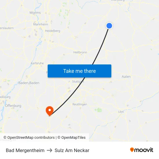 Bad Mergentheim to Sulz Am Neckar map