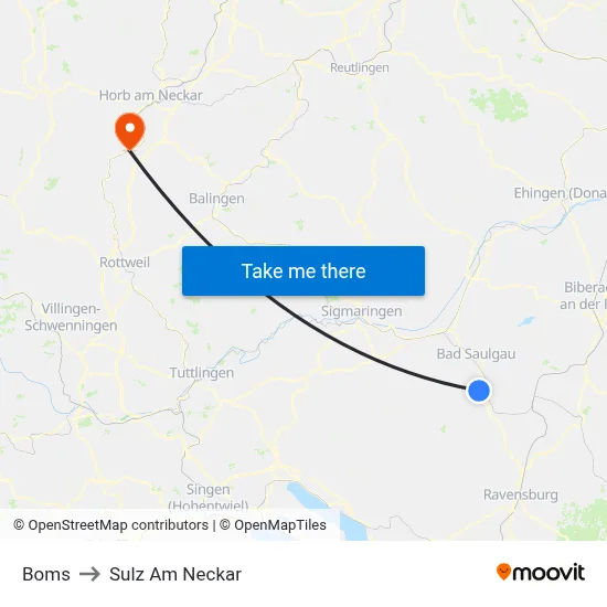 Boms to Sulz Am Neckar map