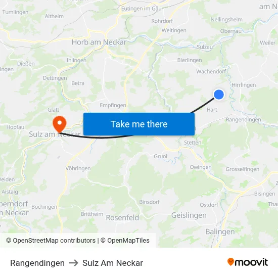 Rangendingen to Sulz Am Neckar map
