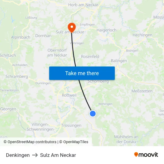 Denkingen to Sulz Am Neckar map