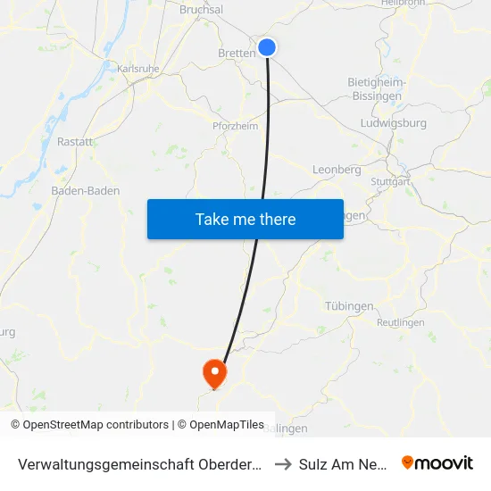 Verwaltungsgemeinschaft Oberderdingen to Sulz Am Neckar map