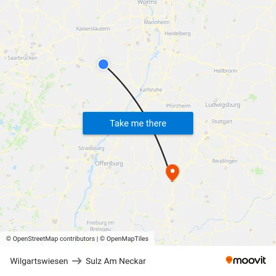 Wilgartswiesen to Sulz Am Neckar map