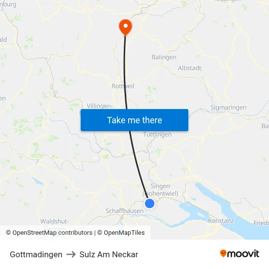 Gottmadingen to Sulz Am Neckar map