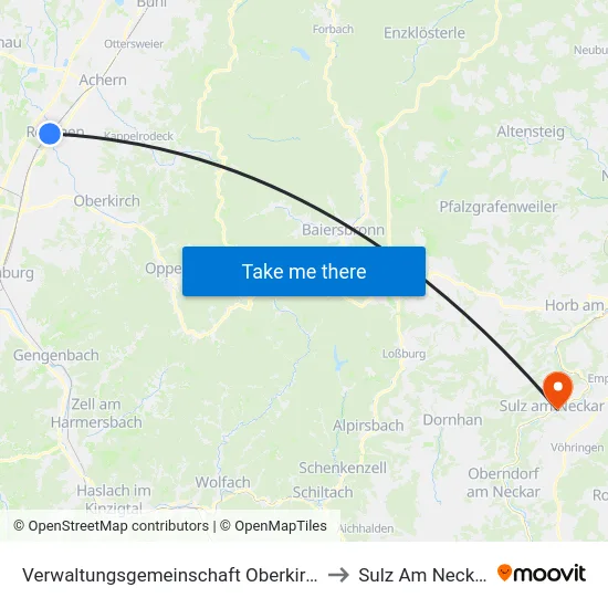 Verwaltungsgemeinschaft Oberkirch to Sulz Am Neckar map