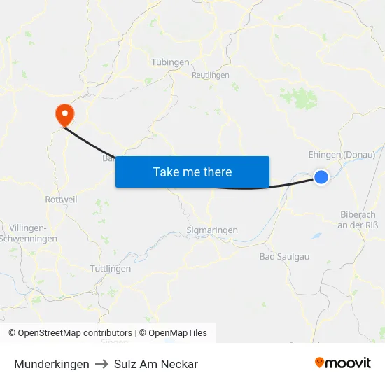 Munderkingen to Sulz Am Neckar map