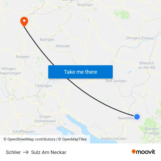Schlier to Sulz Am Neckar map