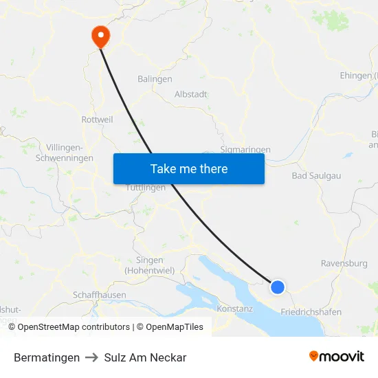 Bermatingen to Sulz Am Neckar map