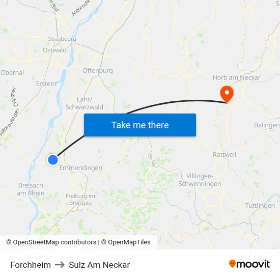 Forchheim to Sulz Am Neckar map