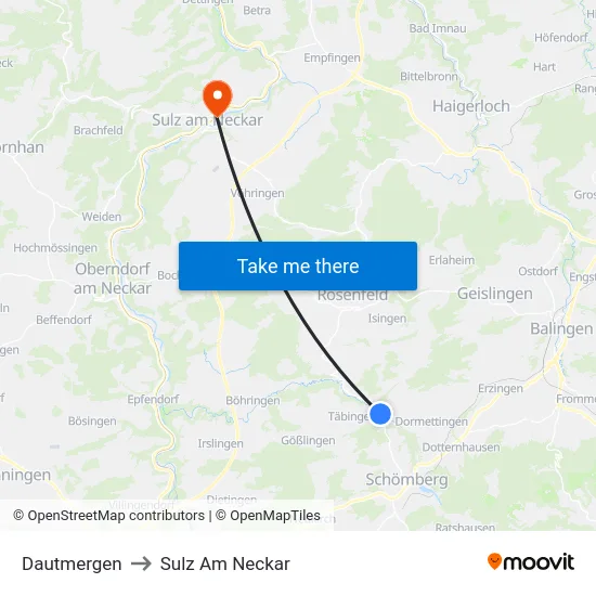 Dautmergen to Sulz Am Neckar map
